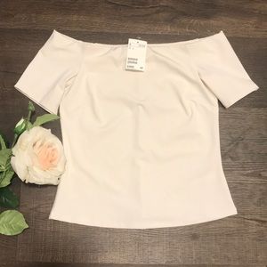 ✨NWT✨ H&M Cream Stretch Bardot Top